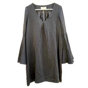 Amanda Uprichard Black 100% Silk Dress Bell Sleeves Women's Large NEW